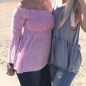 PINK RUCHED LONG SLEEVE FLOWY TOP LIGHTWEIGHT SZ M